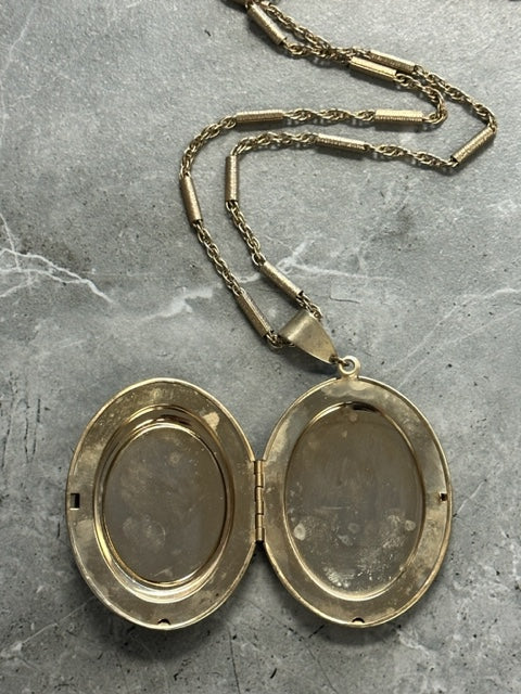 Vintage Large Oval Locket and Chain