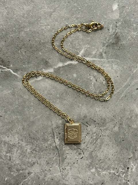 Vintage Tiny Book Locket and Chain