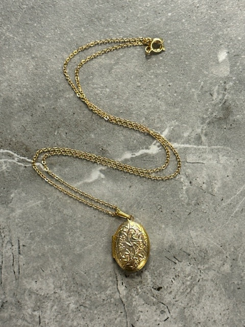 Vintage Oval Vine Locket and Chain