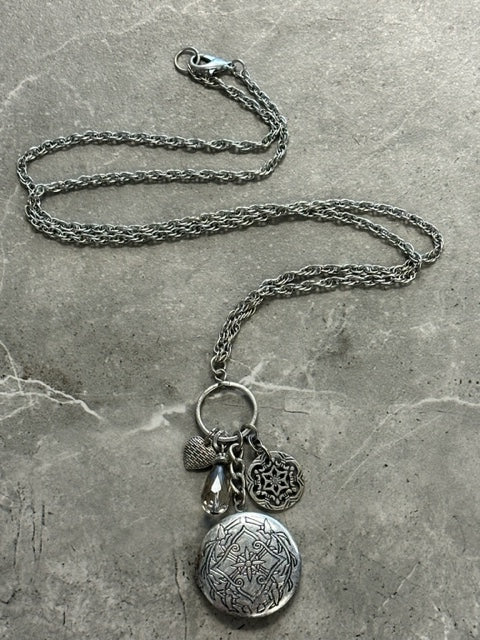 Costume Round Locket and Chain with Charms