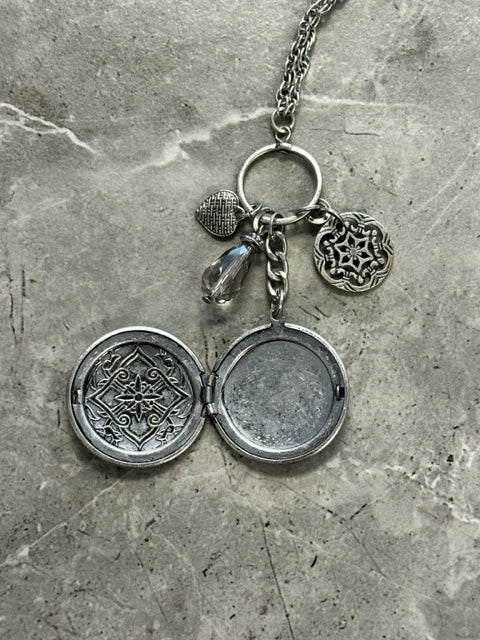 Costume Round Locket and Chain with Charms