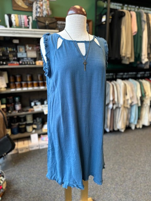 Sale - Indigo Linen Blend Dress