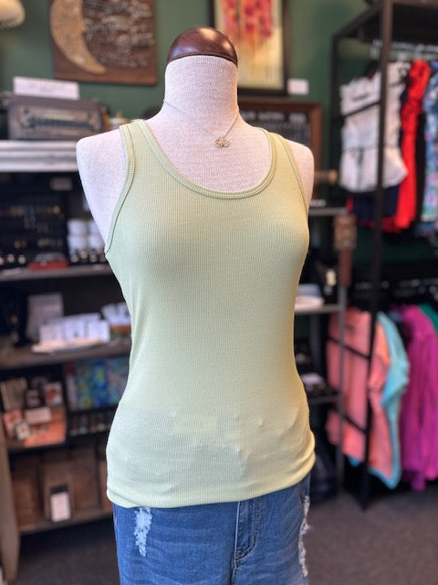 Sale - Mint Sage Racerback Rib Tank Top