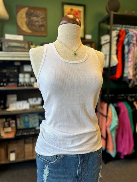 Sale - Ivory Racerback Rib Tank Top