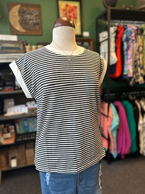 Black Stripe Short Sleeve Tee
