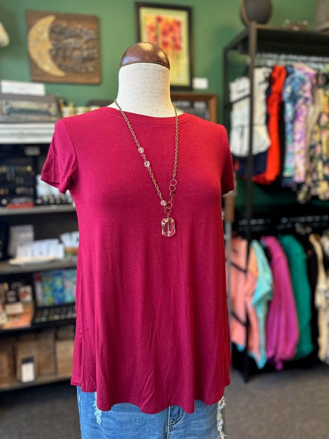 Cabernet Round Hem Short Sleeve Top