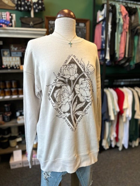 Flower Embroidery Graphic Sweatshirt