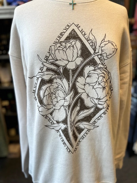 Flower Embroidery Graphic Sweatshirt