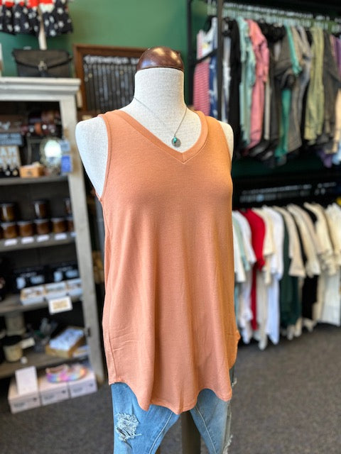 Butter Orange V Neck Tank Top