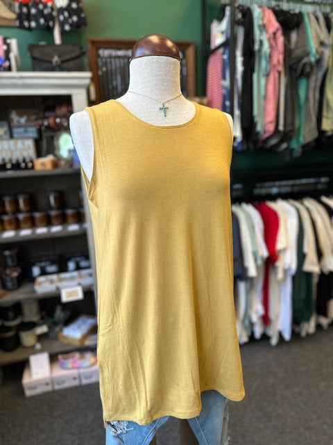 Mustard Crew Neck Tank Top