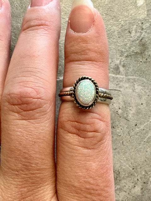 Vintage Sterling Silver Opal Ring