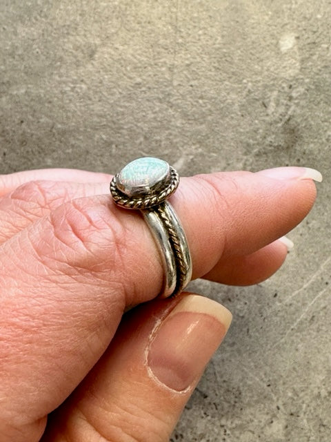 Vintage Sterling Silver Opal Ring