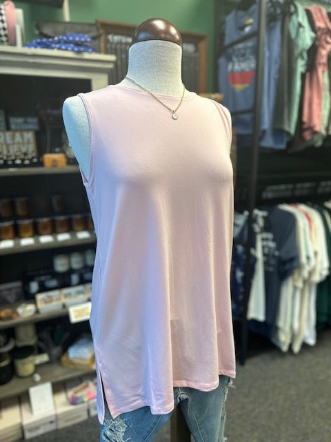 Dusty Pink Crew Neck Tank Top