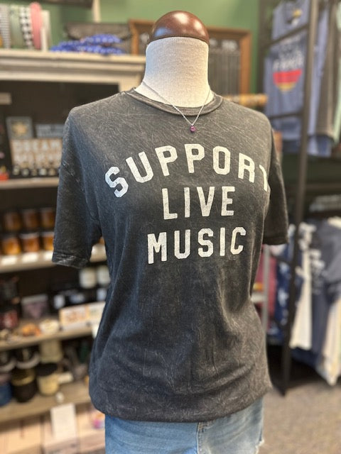 SUPPORT LIVE MUSIC Mineral Graphic Top - Mineral Black