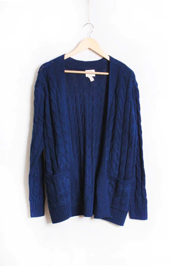 Navy Cable Cardigan