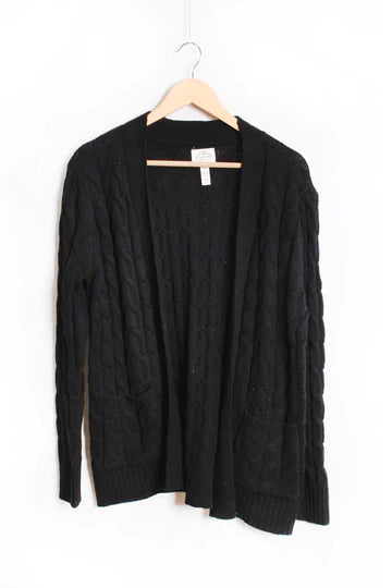 Black Cable Cardigan