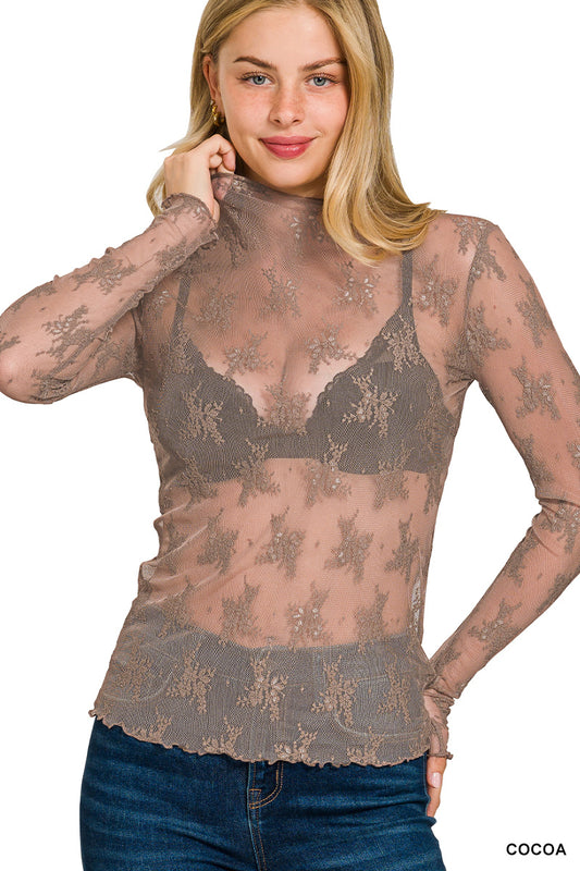 Cocoa Sheer See-Through Layering Top