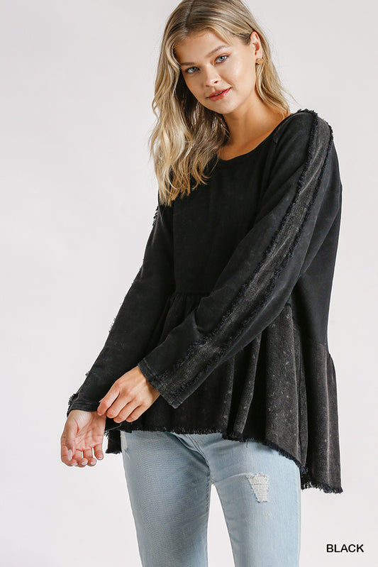 Black French Terry Distressed Sweatshirt