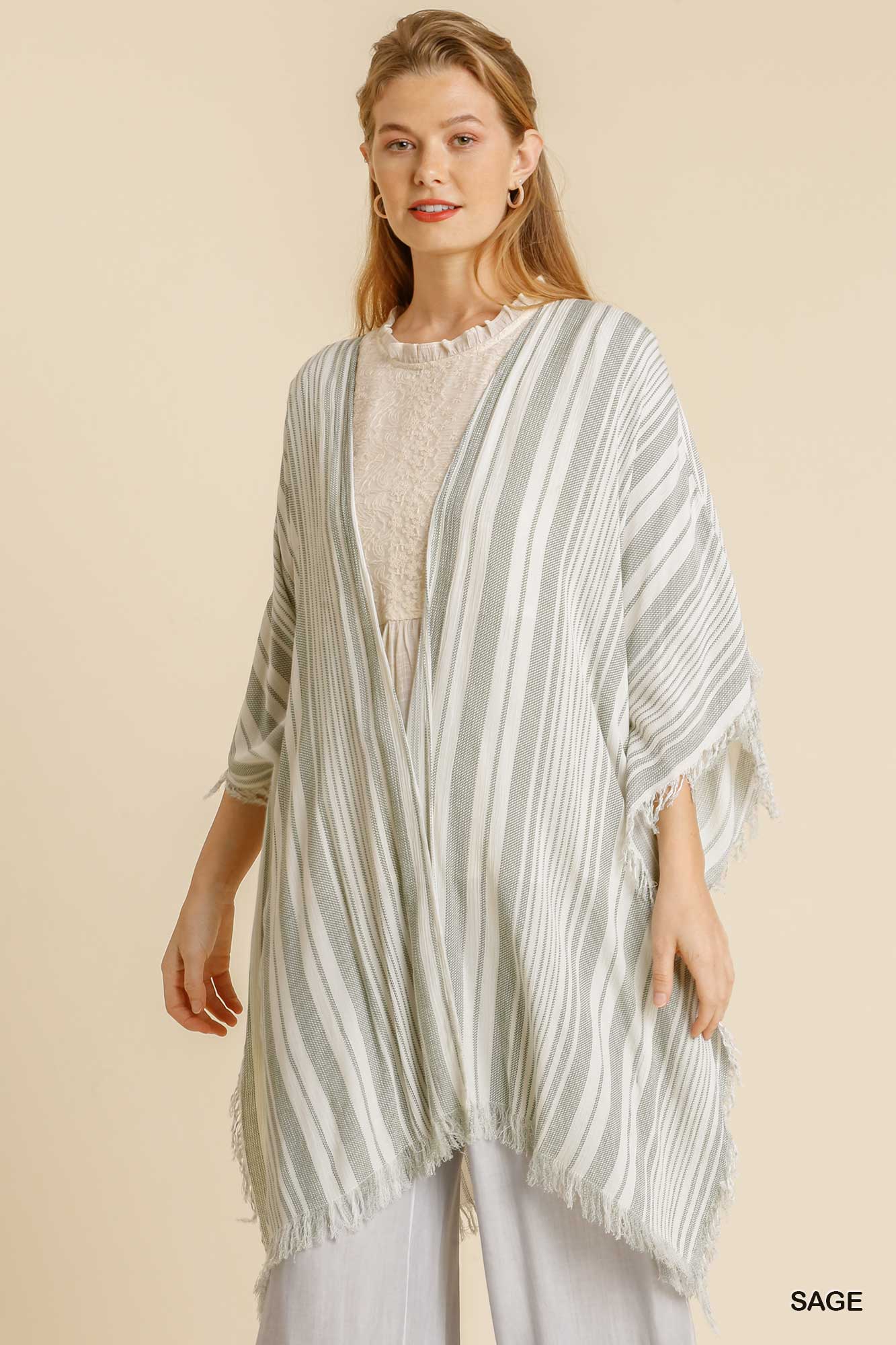 Sale - Sage Linen Feel Kimono