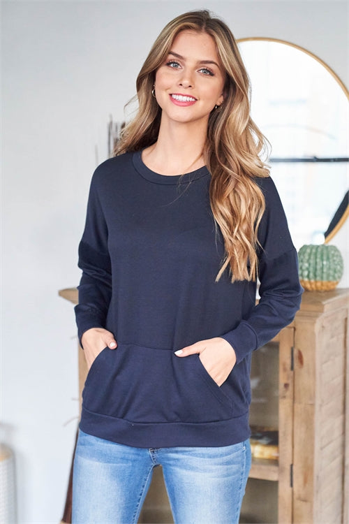 $10 Rack - Navy Kanga Pocket Top