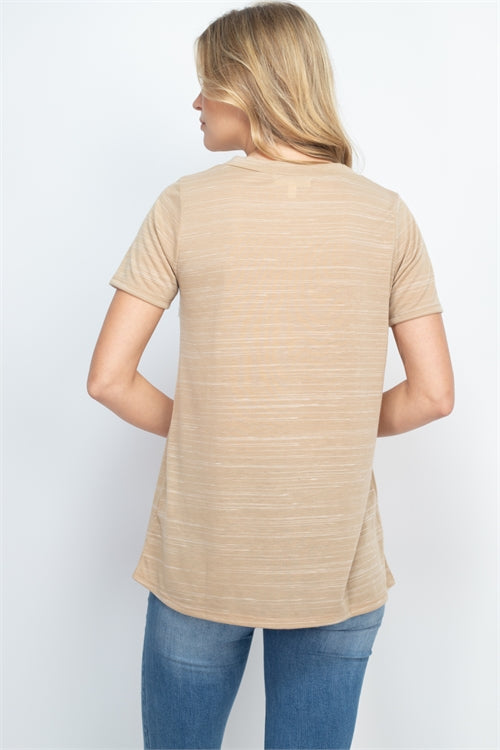 $10 Rack - Camel Short Sleeve Top