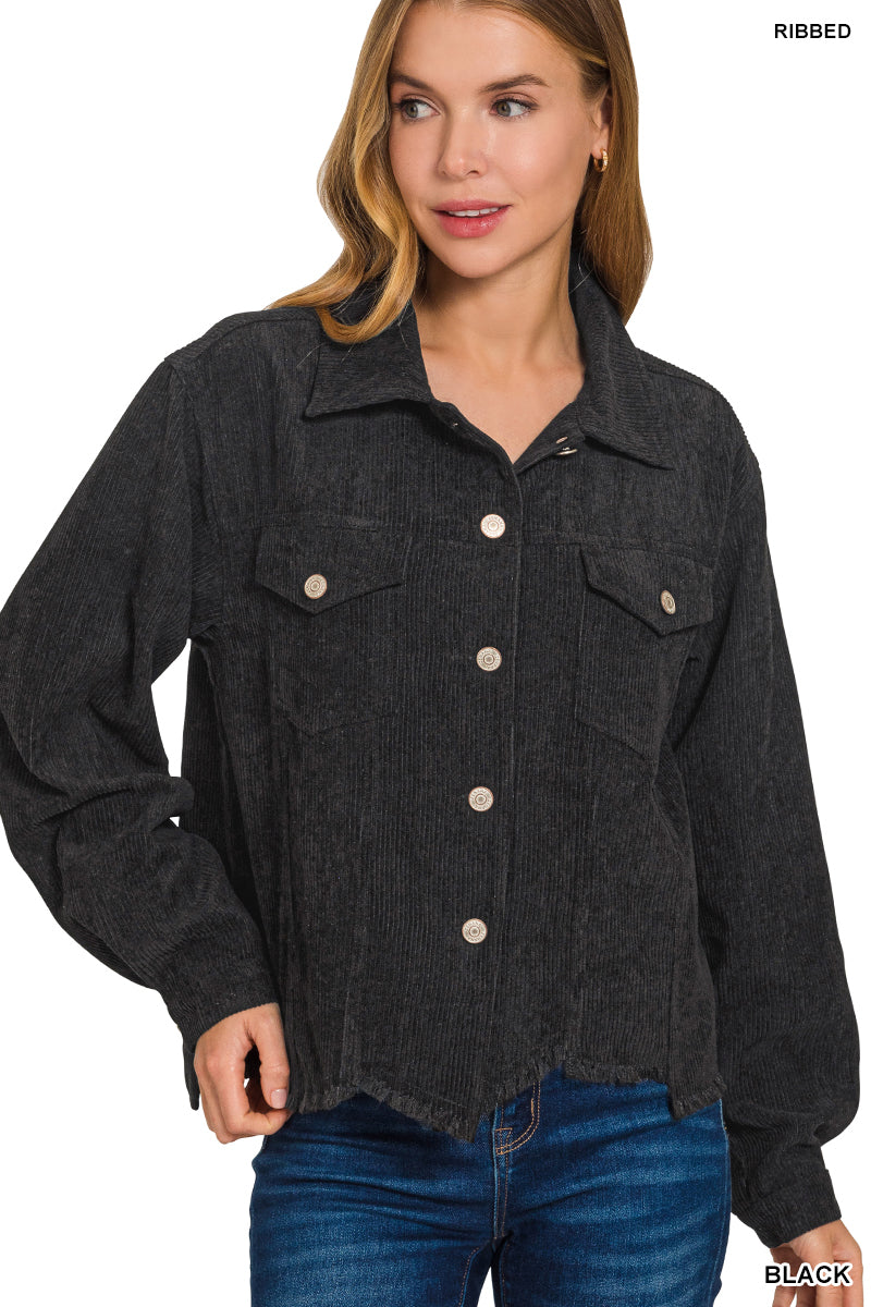 Black Cropped Corduroy Jacket