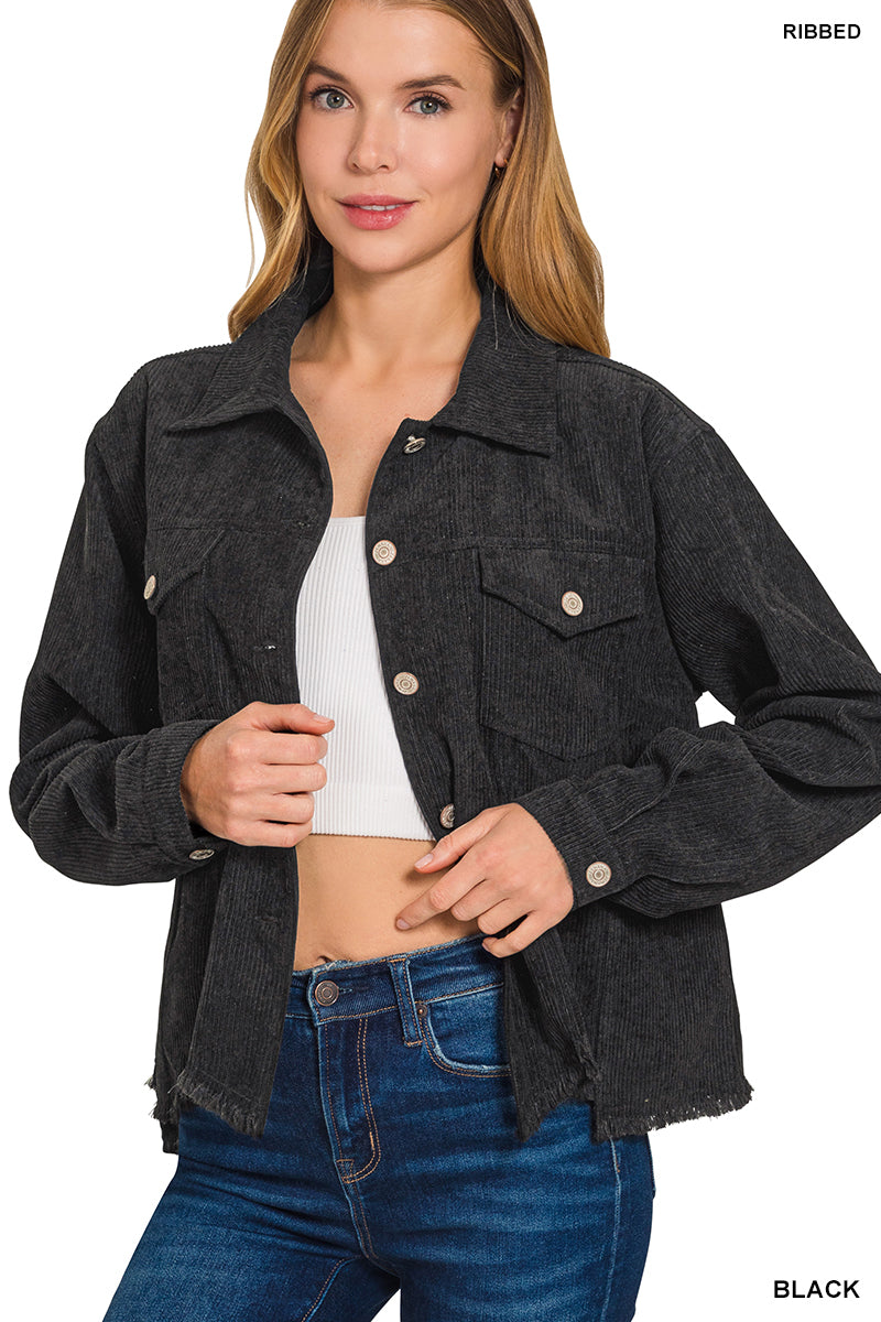 Black Cropped Corduroy Jacket