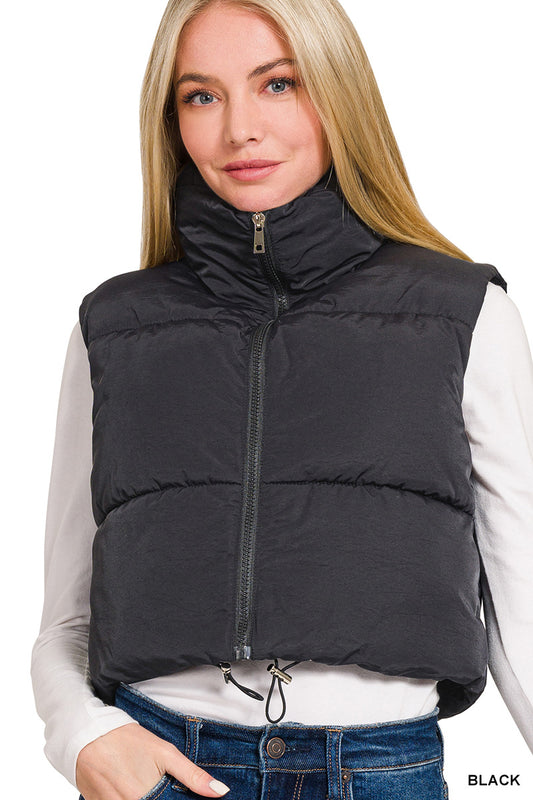 Cropped Black Puffy Vest