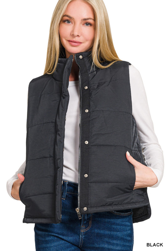 Full Length Black Puffy Vest