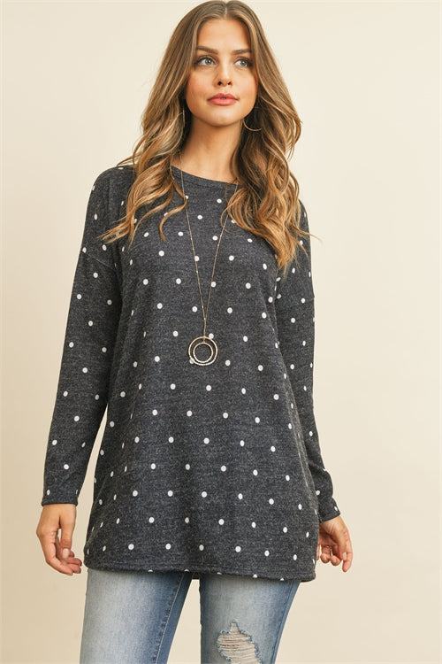 Sale - Navy Dot Long Sleeve Top