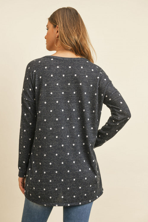 Sale - Navy Dot Long Sleeve Top