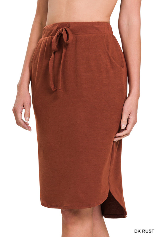 Dark Rust Tulip Hem Skirt
