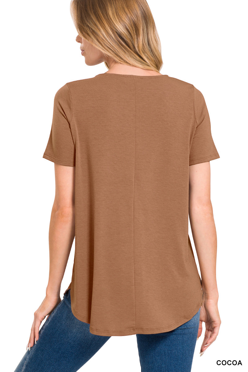 Cocoa Henley Short Sleeve Top