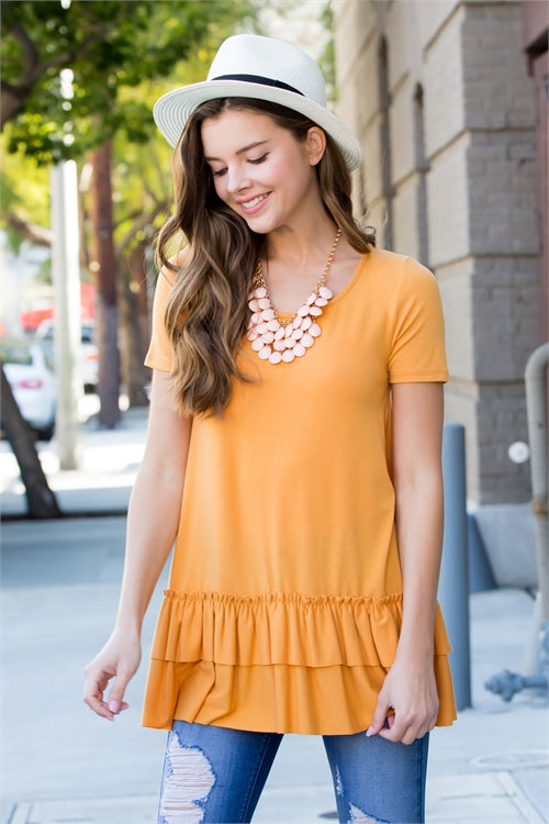 Ash Mustard Peplum Top