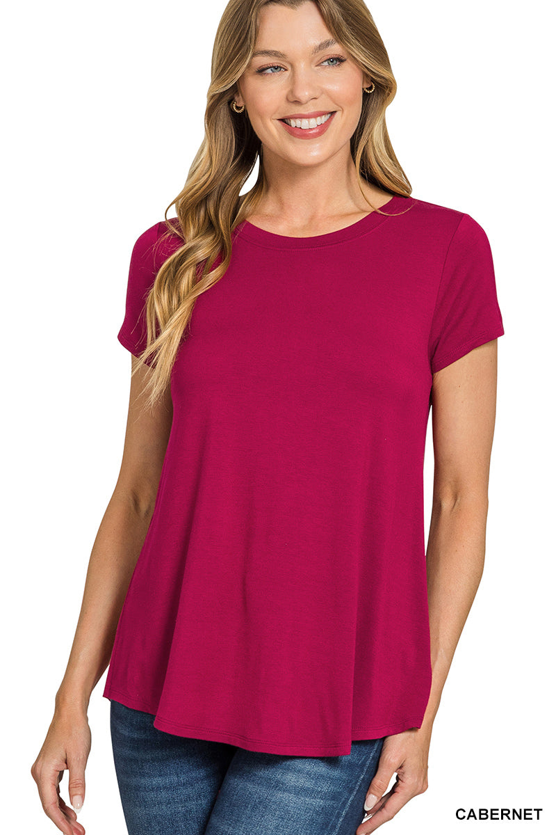 Cabernet Round Hem Short Sleeve Top