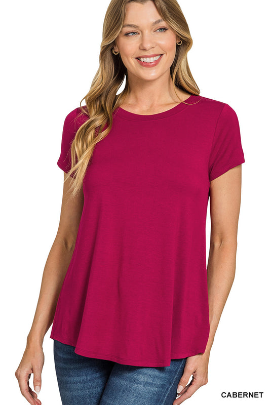 Cabernet Round Hem Short Sleeve Top