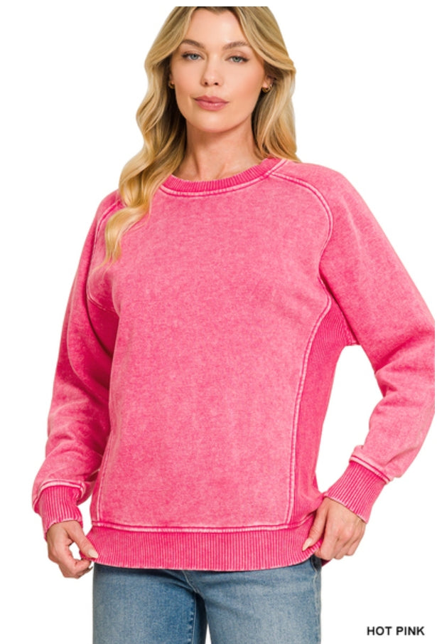 Hot Pink Side Rib Sweatshirt