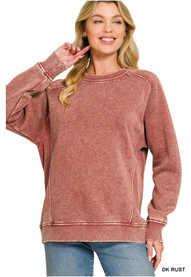 Dark Rust Side Rib Sweatshirt