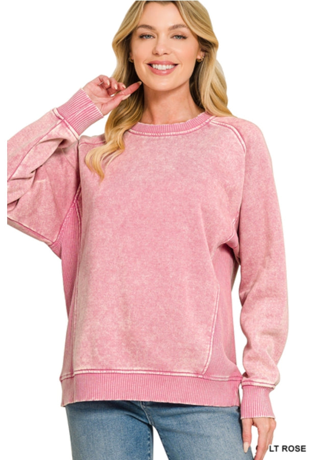 Light Rose Side Rib Sweatshirt