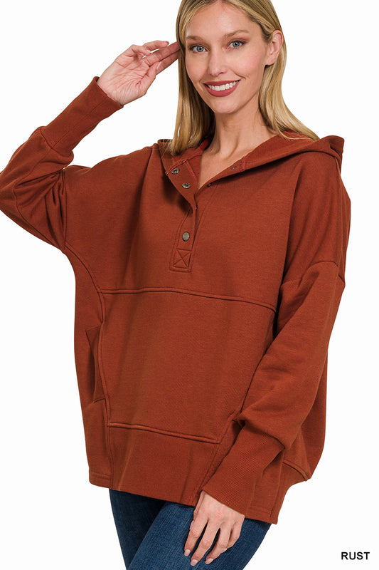 Rust Snap Hoodie Sweatshirt
