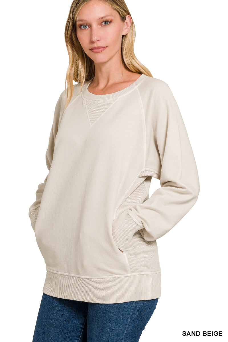 Sand Beige Crew Neck Sweatshirt