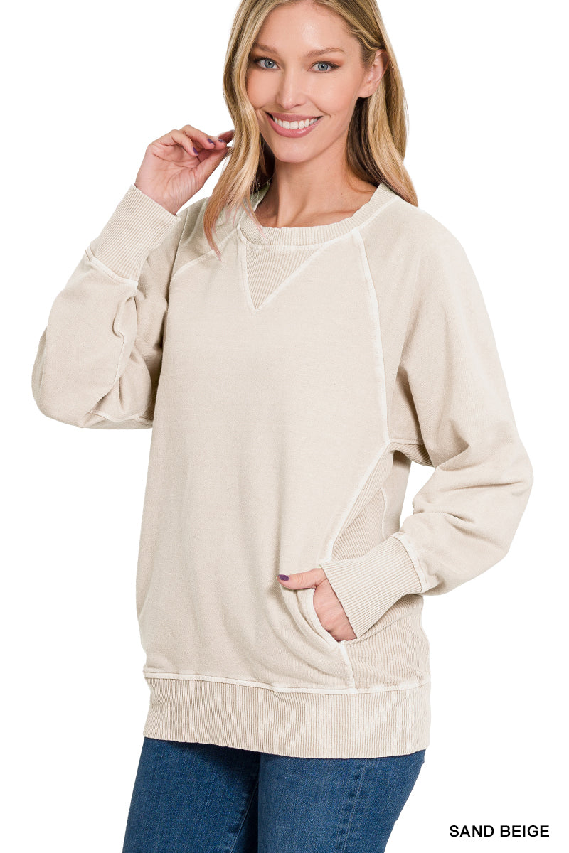 Sand Beige Crew Neck Sweatshirt