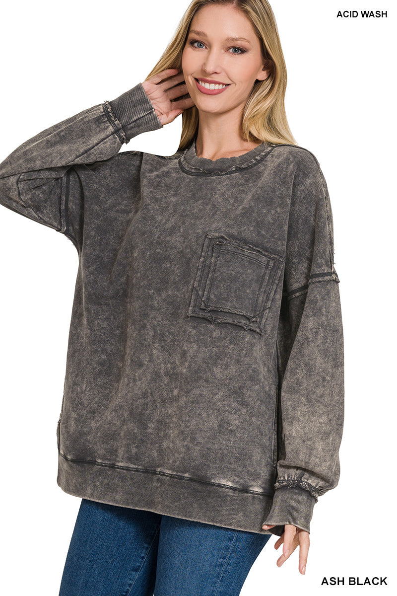 Ash Black Pocket Distressed Sweatshirt