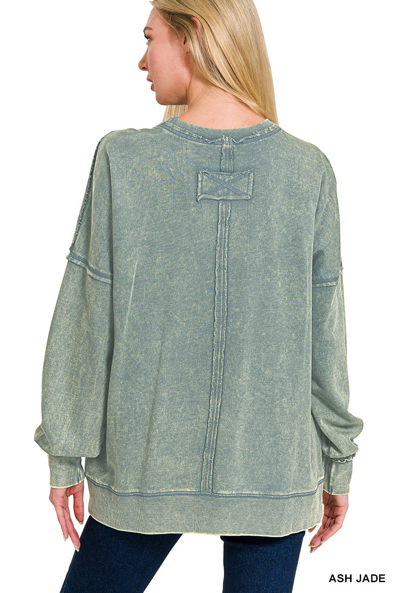 Ash Jade Distressed Pocket Sweatshirt