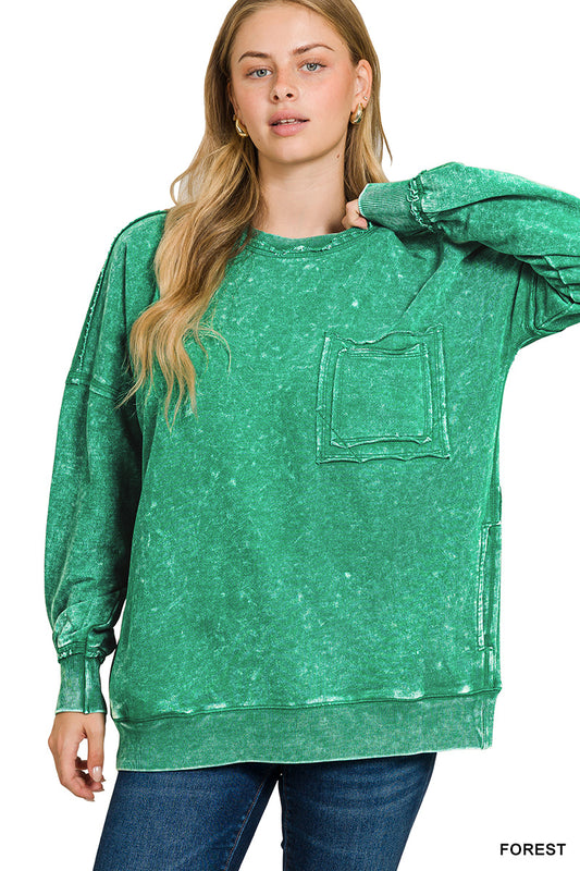 Forest Distressed Pocket Sweatshirt