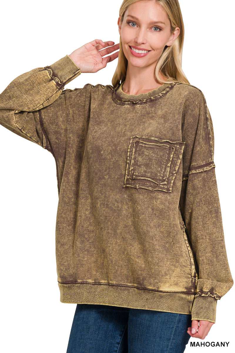 Mahogany Distressed Pocket Sweatshirt