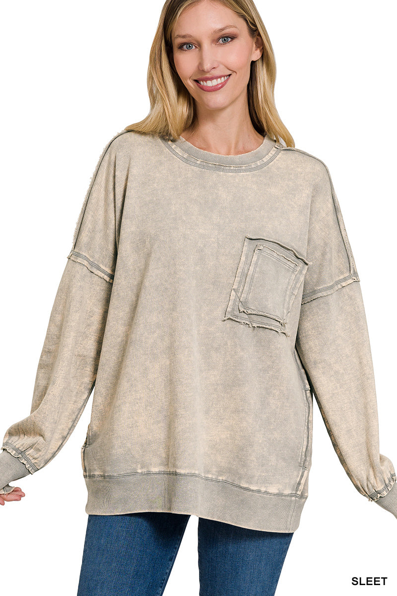 Sleet Pocket Distressed Sweatshirt