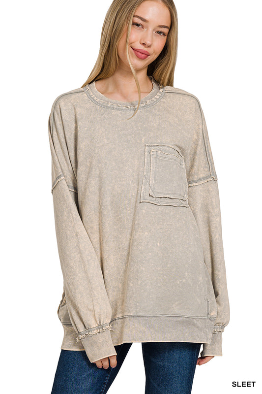 Sleet Distressed Pocket Sweatshirt