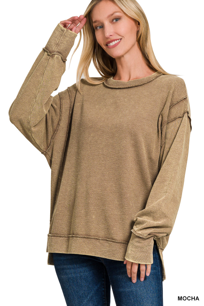 Mocha Exposed Seam Sweatshirt