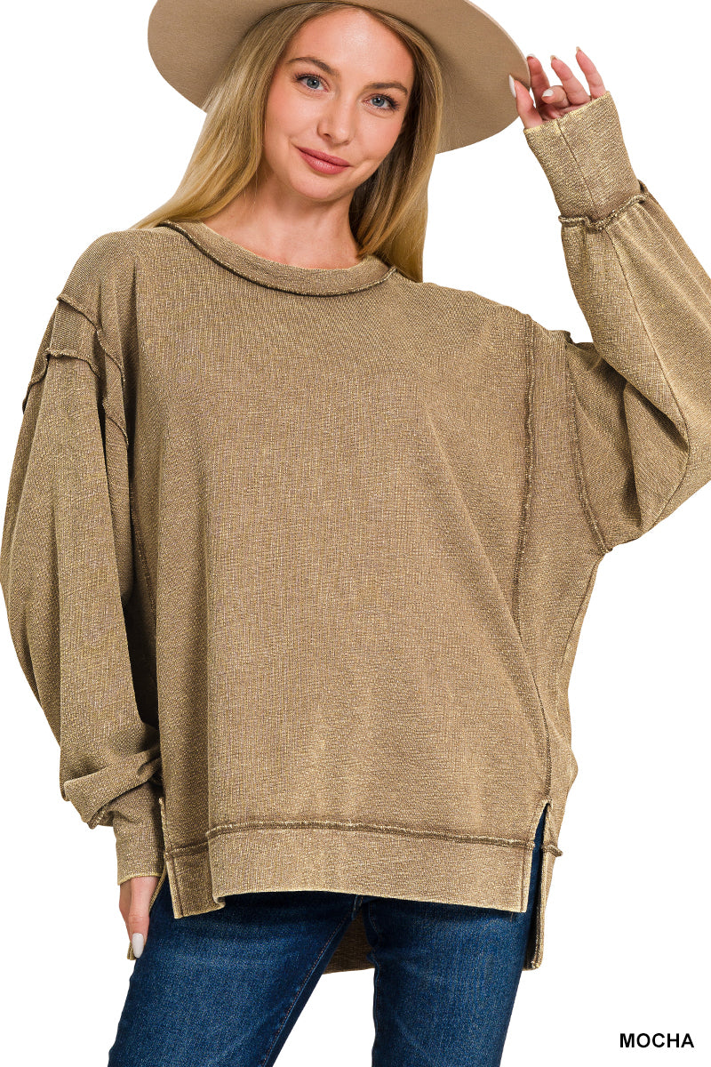 Mocha Exposed Seam Sweatshirt